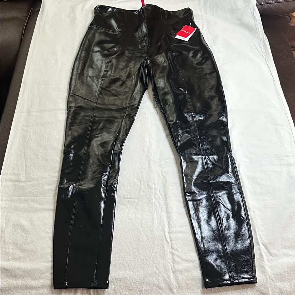 Spanx Faux Patent Leather Leggings Size L - Picture 3 of 12
